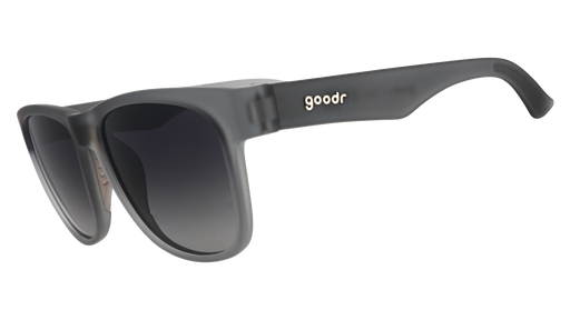 Three-quarter angle view of translucent gray BFGs with gray gradient lenses.