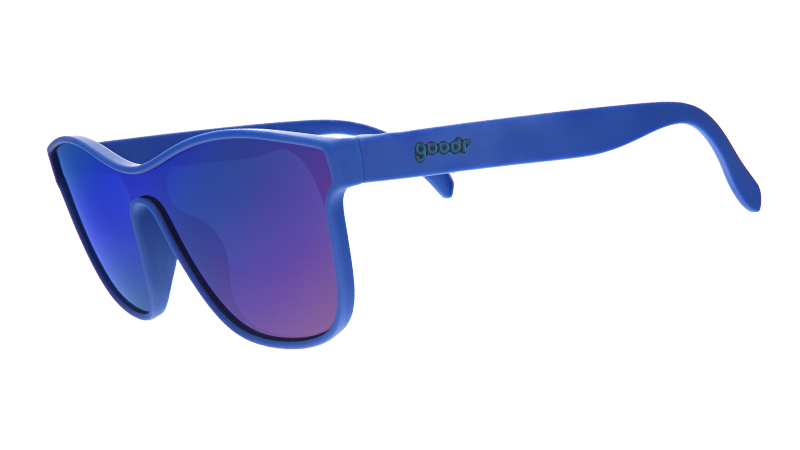 Best Dystopia Ever |Blue futuristic style sunglasses with purple lenses | goodr sunglasses