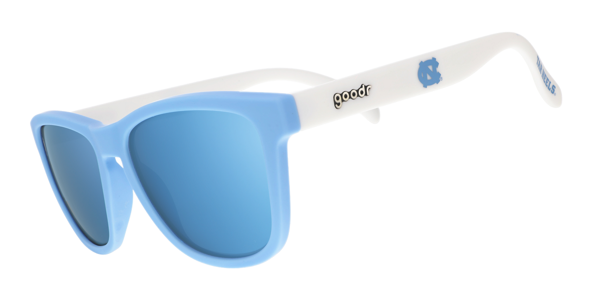 Goodr White Sunglasses with Teal Accent Party Like Its 1984 Turquoise Surf | goodr — goodr sunglasses main image 4