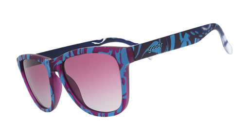 Three-quarter angle view of blue and purple shades with purple gradient lenses.