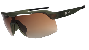 Olive green goodr sunglasses with beige lenses