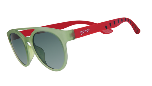 Watermelon Wasted |green and red double bridge round sunglasses with green gradient lenses | Limited Edition Farmers Market goodr sunglasses
