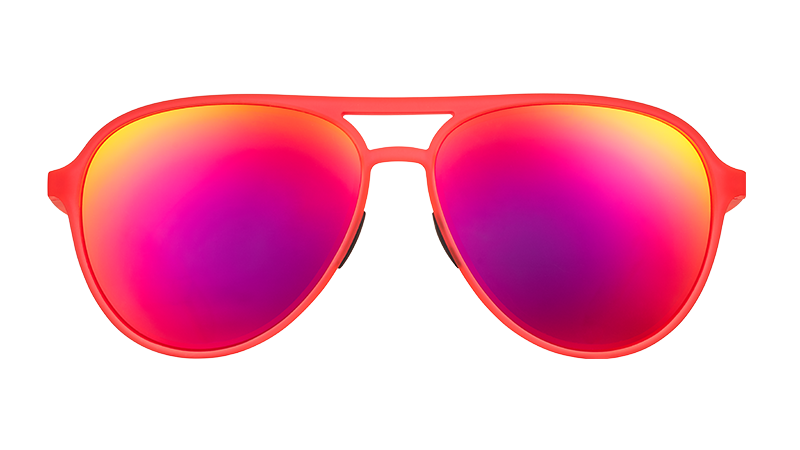 Black Retro-Vintage Thin Round Tinted Sunglasses with Red Sunwear Lenses -  Lemon