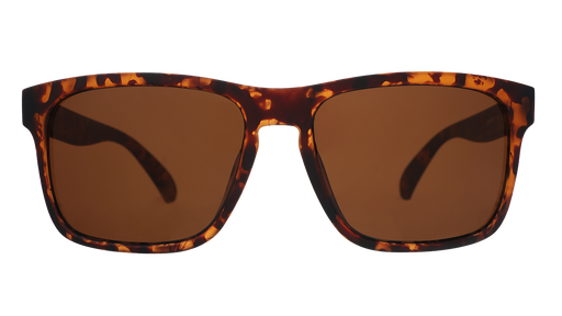 Front view of brown tortoiseshell Grand Gs with brown non-reflective lenses.