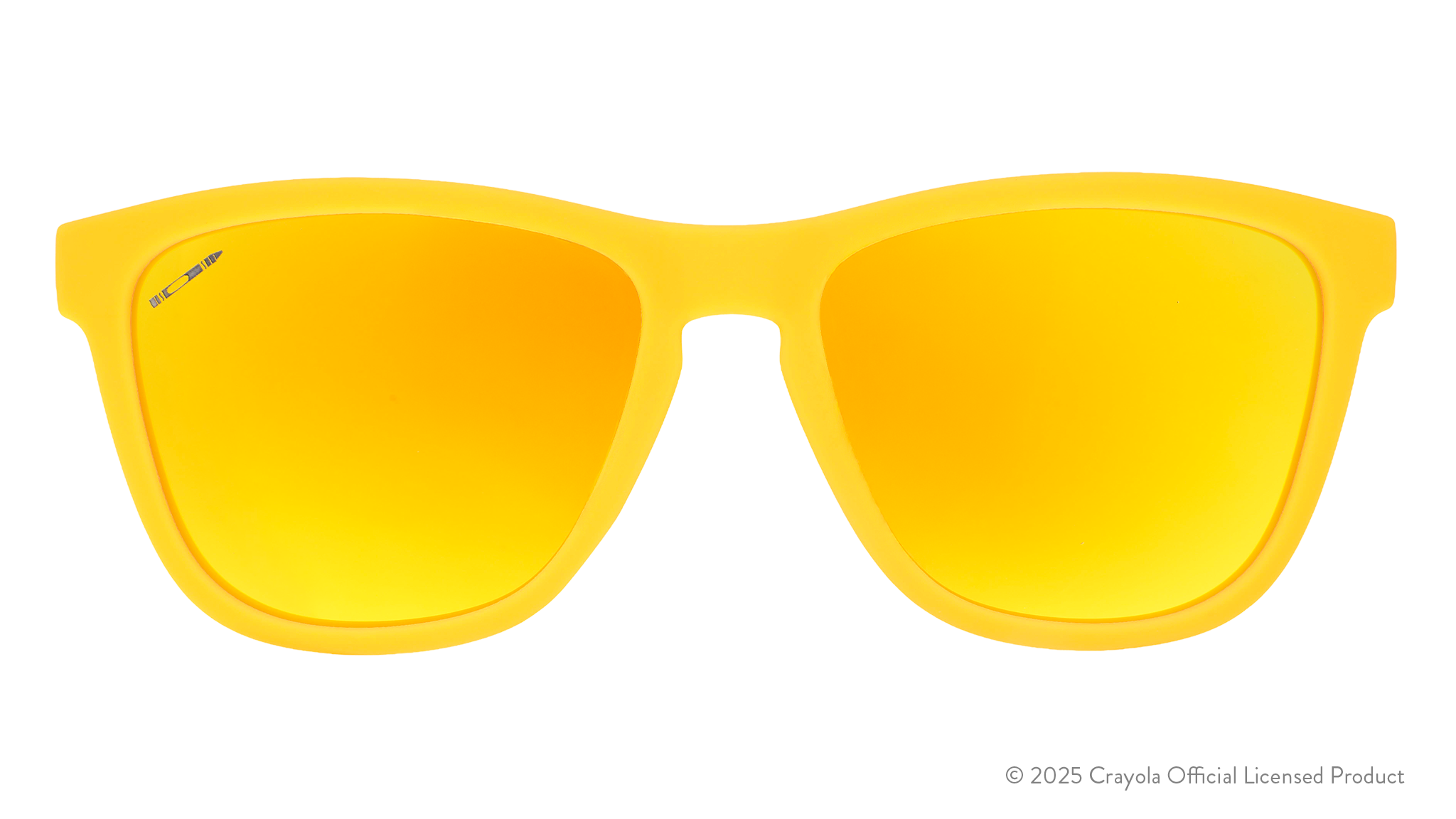 Front view of Dandelion-colored Crayola sunglasses with yellow lenses