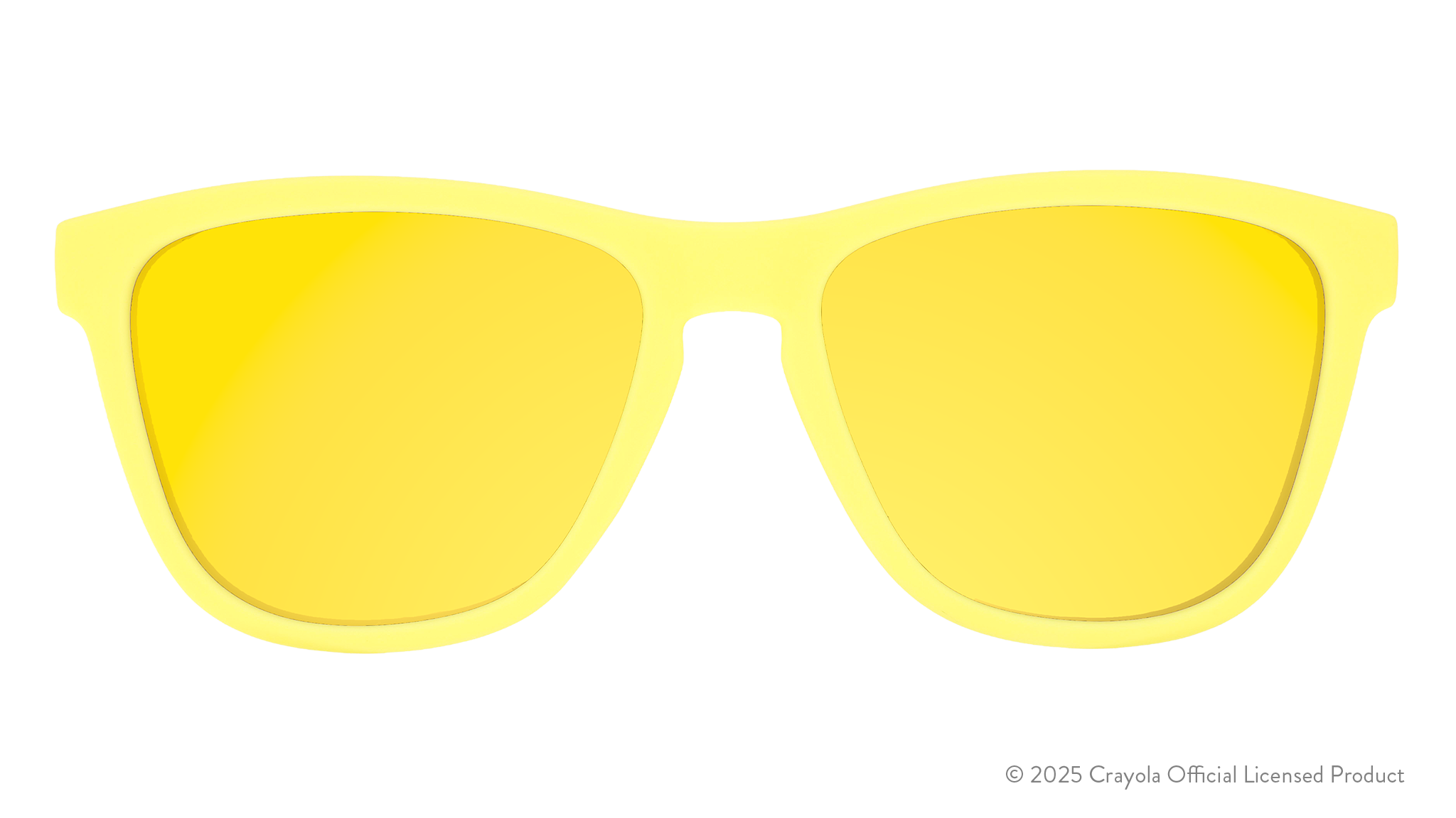 Front view of Lemon Yellow-colored Crayola sunglasses with yellow lenses