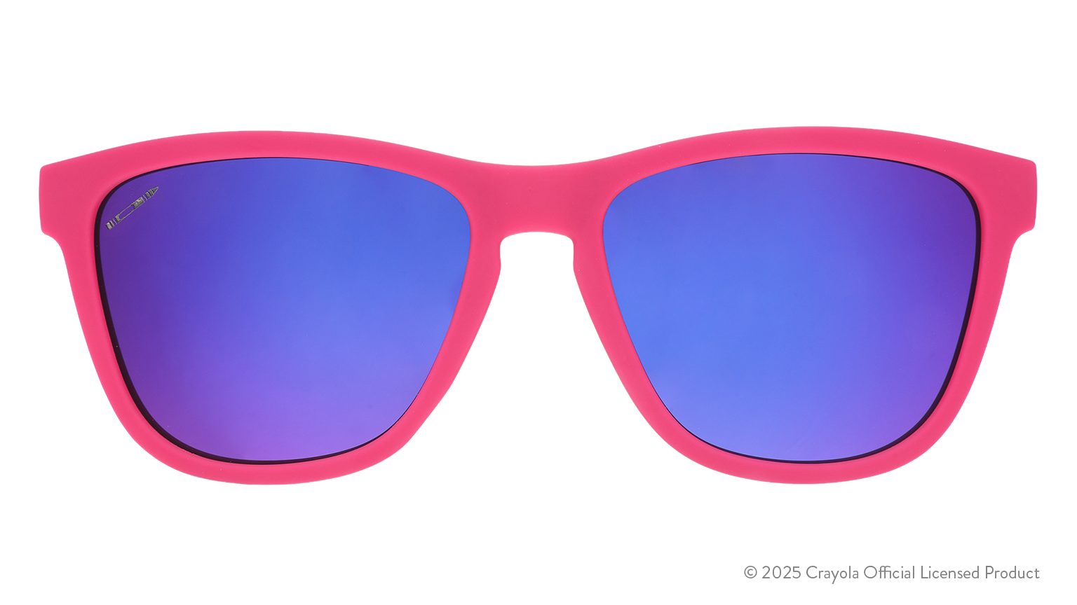 Front view of Mulberry-colored sunglasses with blue lenses