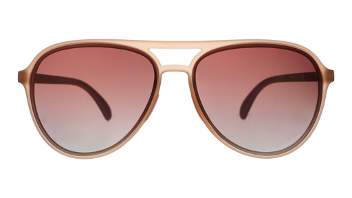 Front view of translucent pink aviator sunglasses with rose gradient lenses.