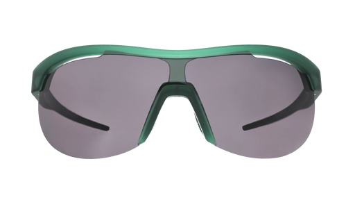 Front view of translucent dark green Sonic G shield sunglasses with vented black non-reflective lenses. 