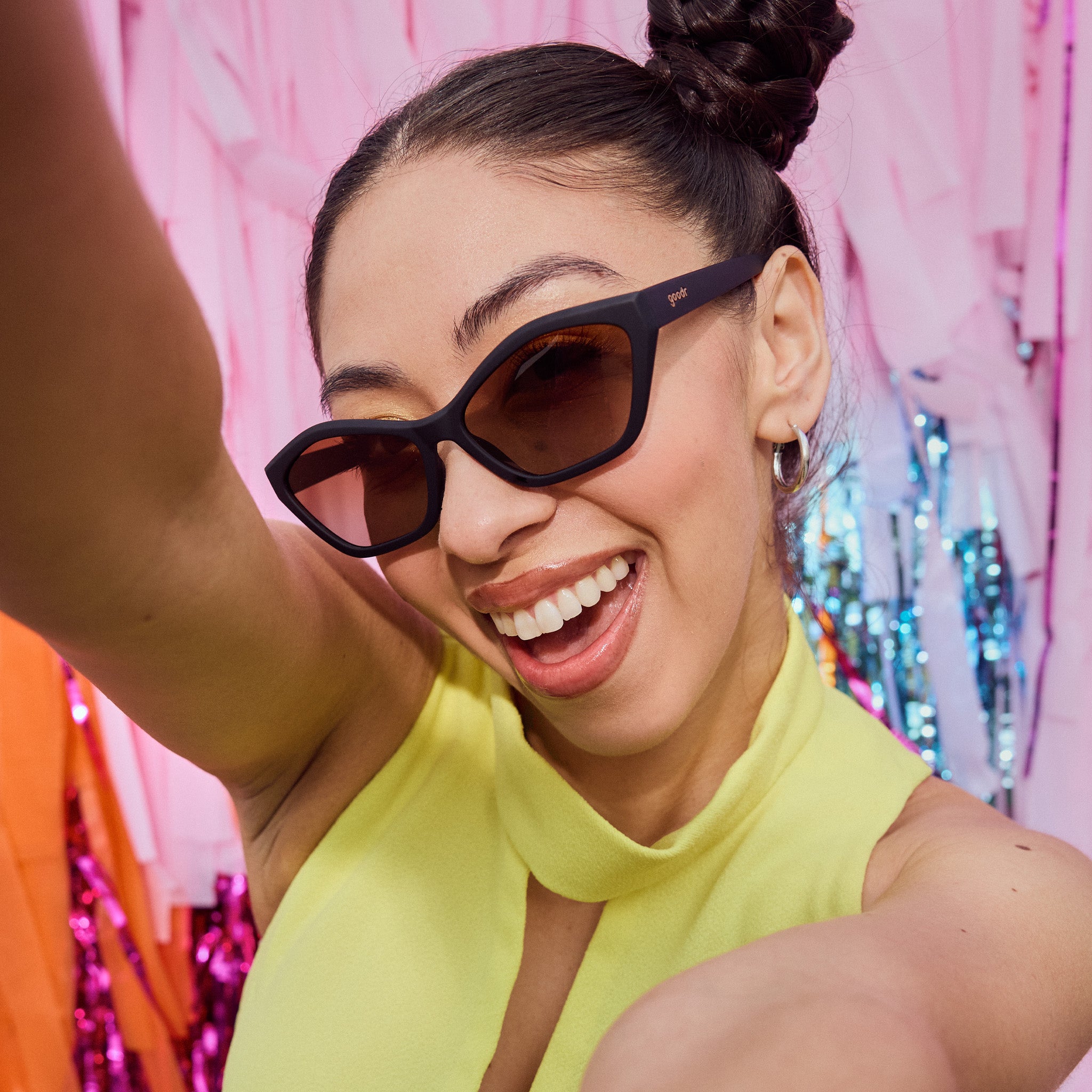 Black Geometric Cat-Eye Sunglasses | Sings in Reverb | goodr