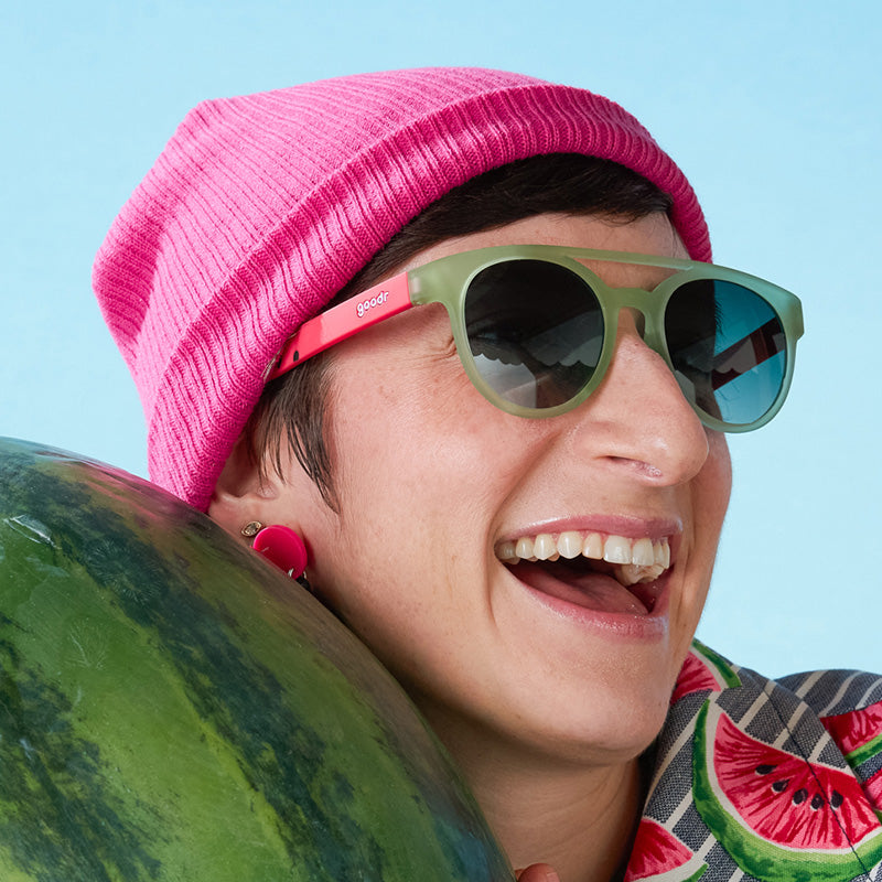 Watermelon Wasted |green and red double bridge round sunglasses with green gradient lenses | Limited Edition Farmers Market goodr sunglasses