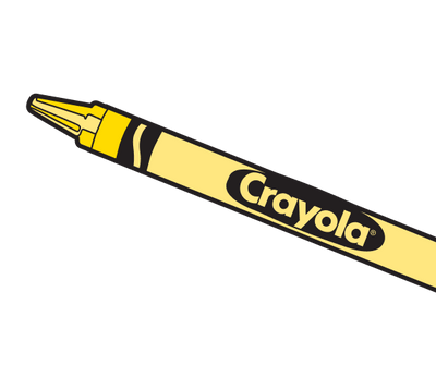 Yellow Crayola crayon on a white background