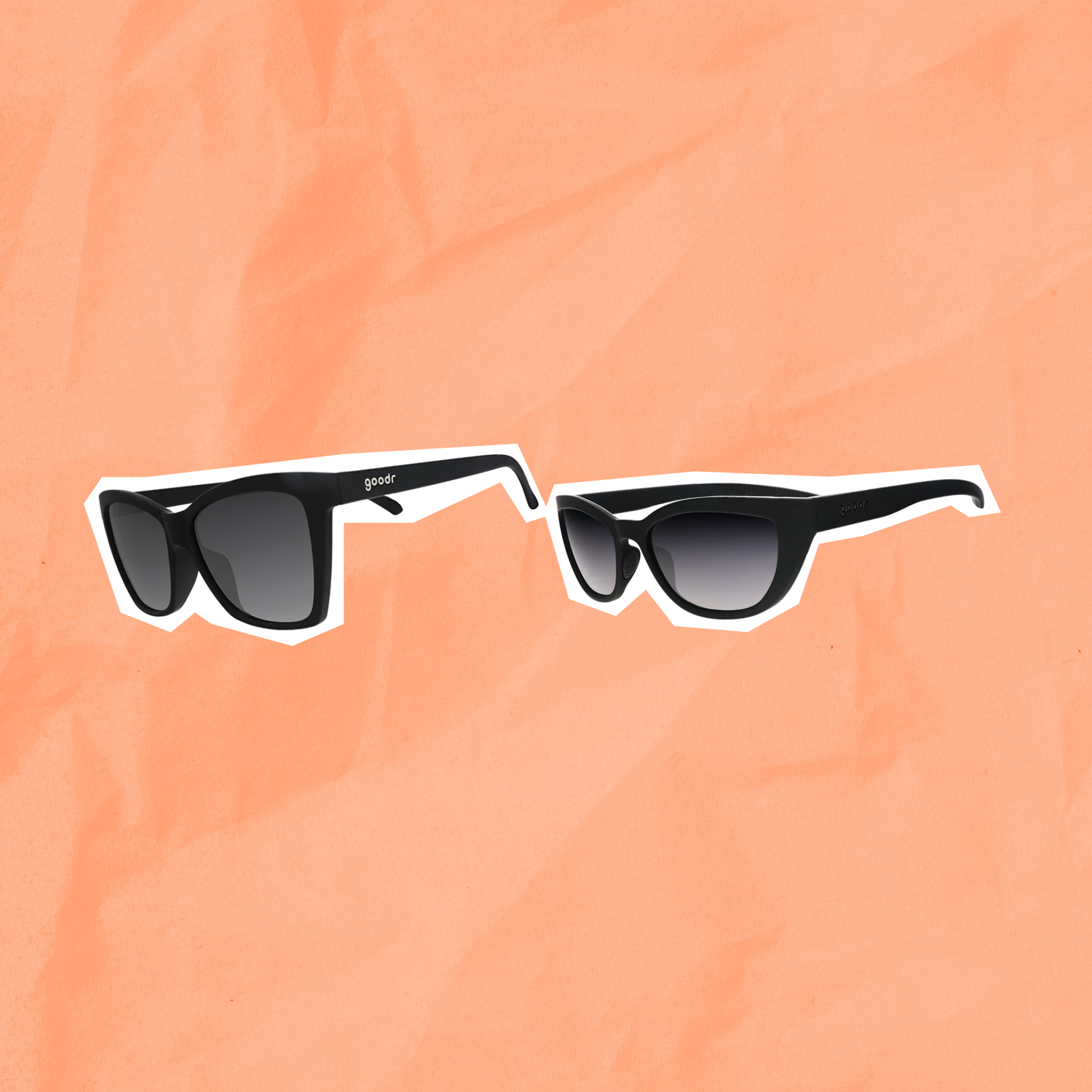 Black sunglasses with gradient lenses on a white background