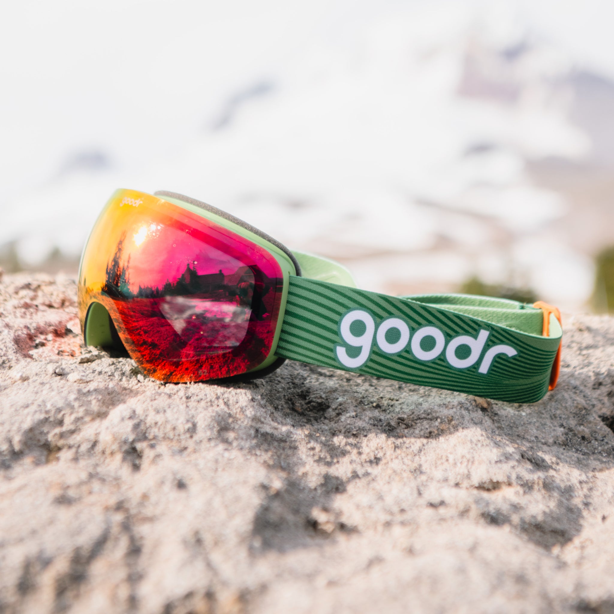 Green & Red Spherical Snow Goggles | Casual Hot Dogger | goodr