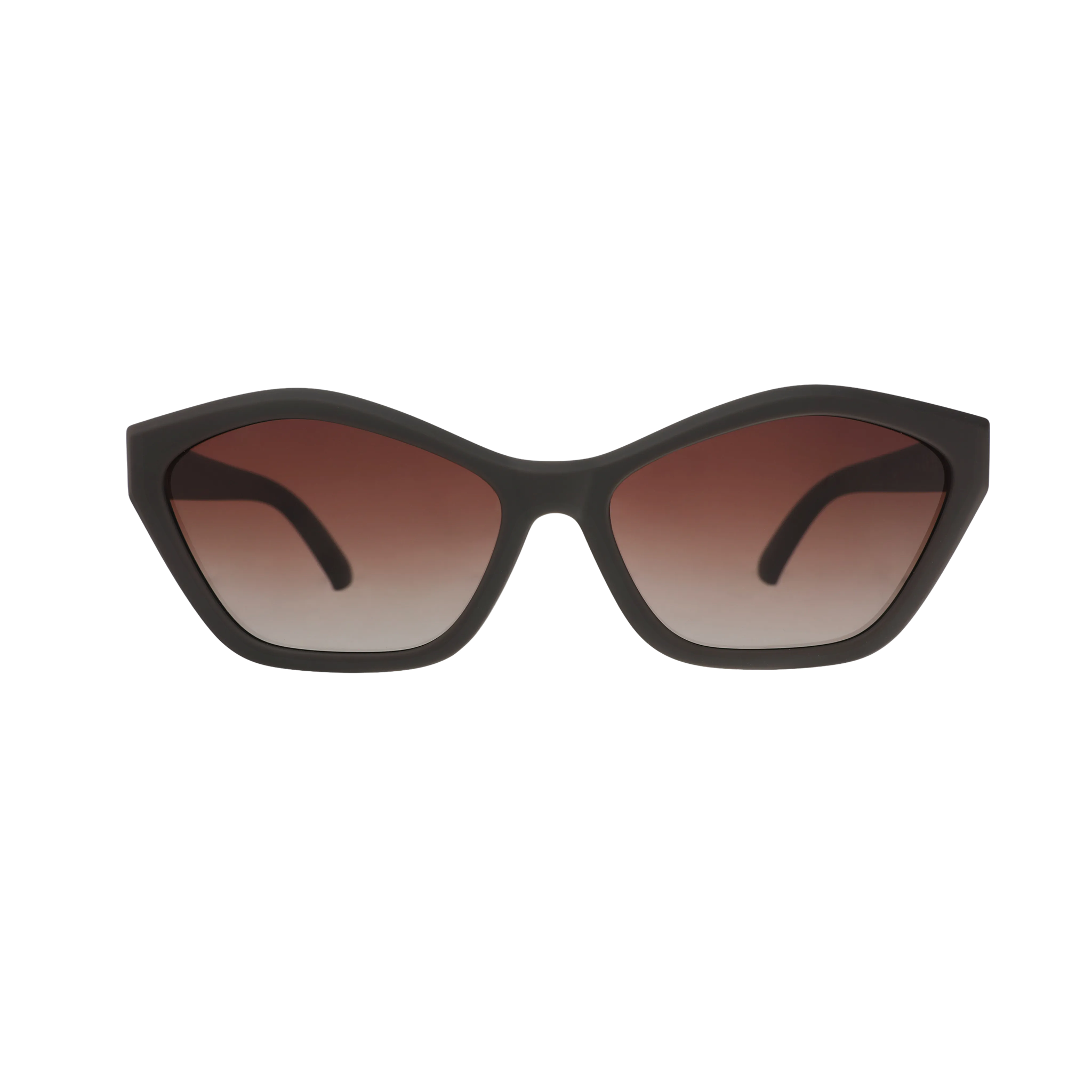 Sunglasses with brown gradient lenses on a white background