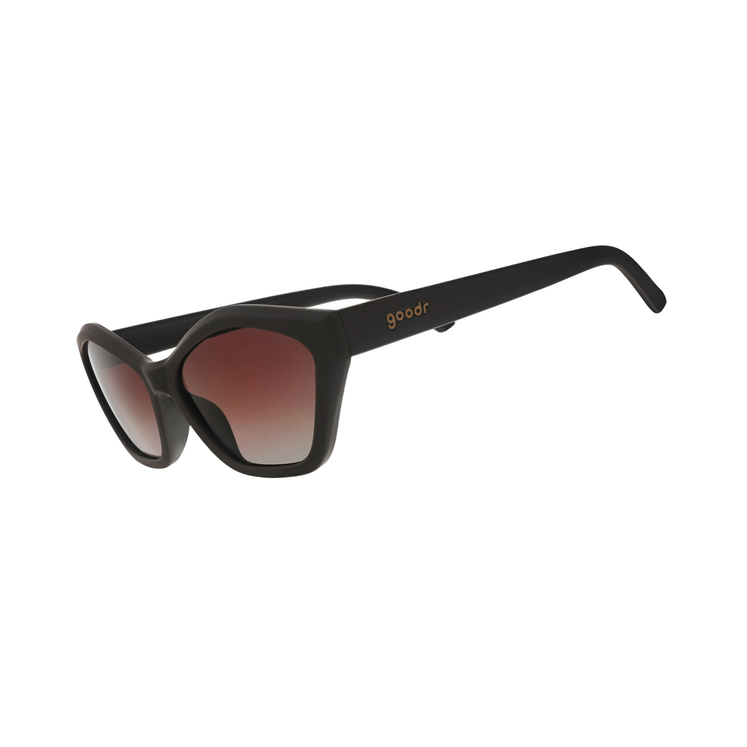 Black sunglasses with gradient lenses on a white background