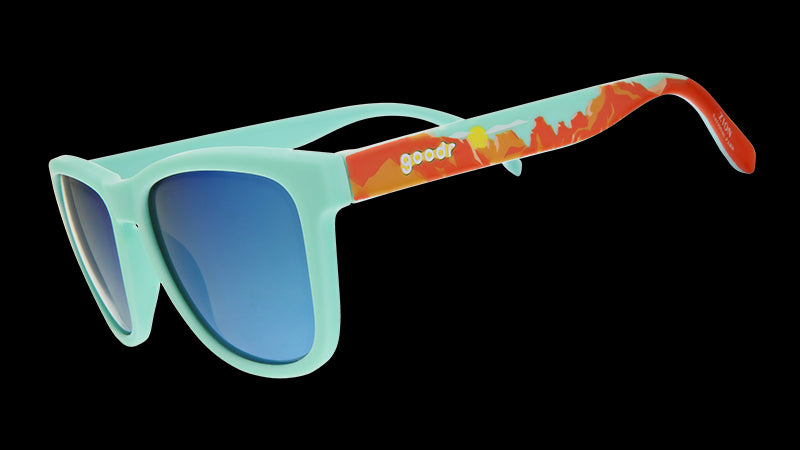 Zion National Park| Blue with orange canyon print frames | National Parks Foundation charity sunglasses | goodr OG sunglasses