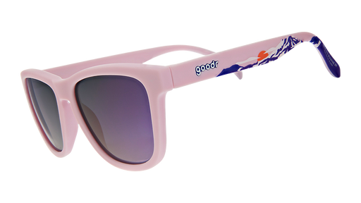 Mount Rainier | Pink with snowy mountain print frames | National Parks Foundation charity sunglasses | goodr OG sunglasses